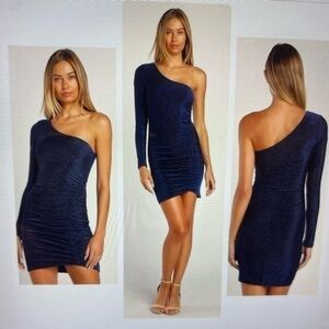 Lulus Elegant One-Shoulder Blue Dress